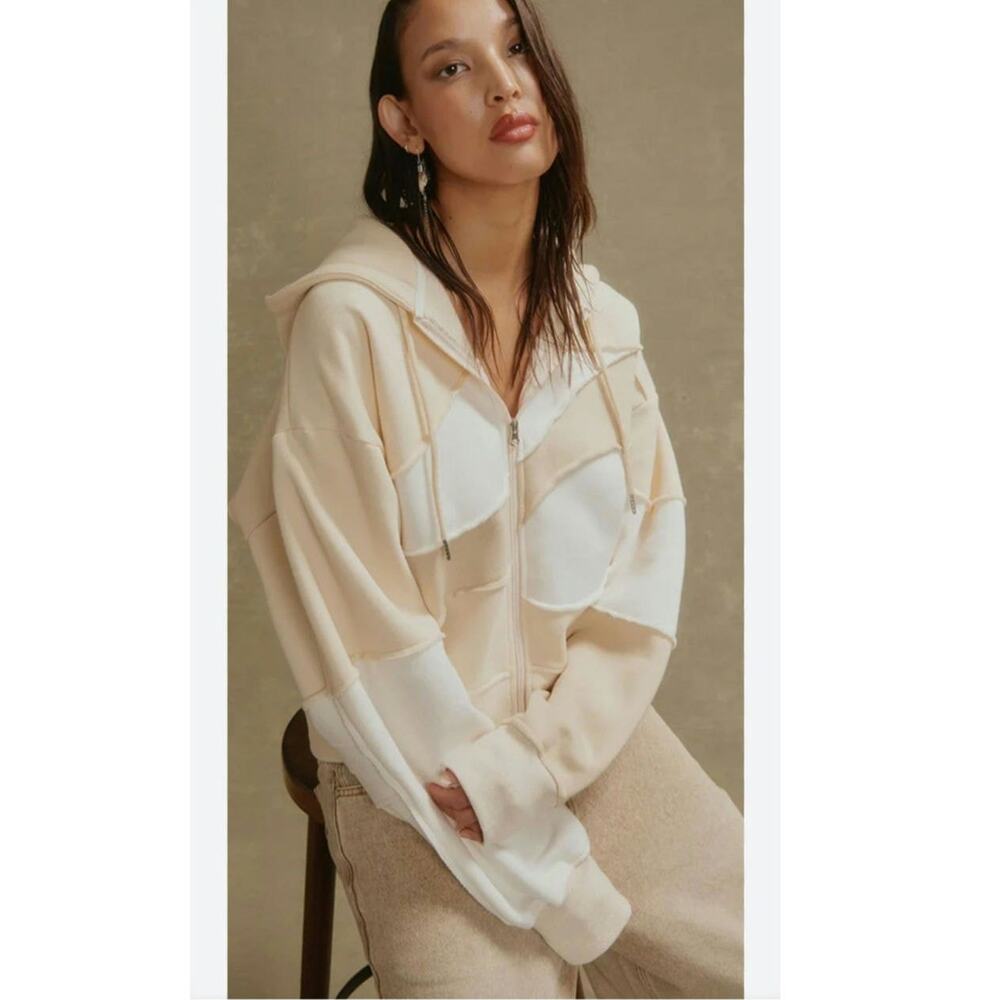 New House of Sunny Patchwork Landscape Hoodie UNISEX $149 SMALL Full Zip Jacket